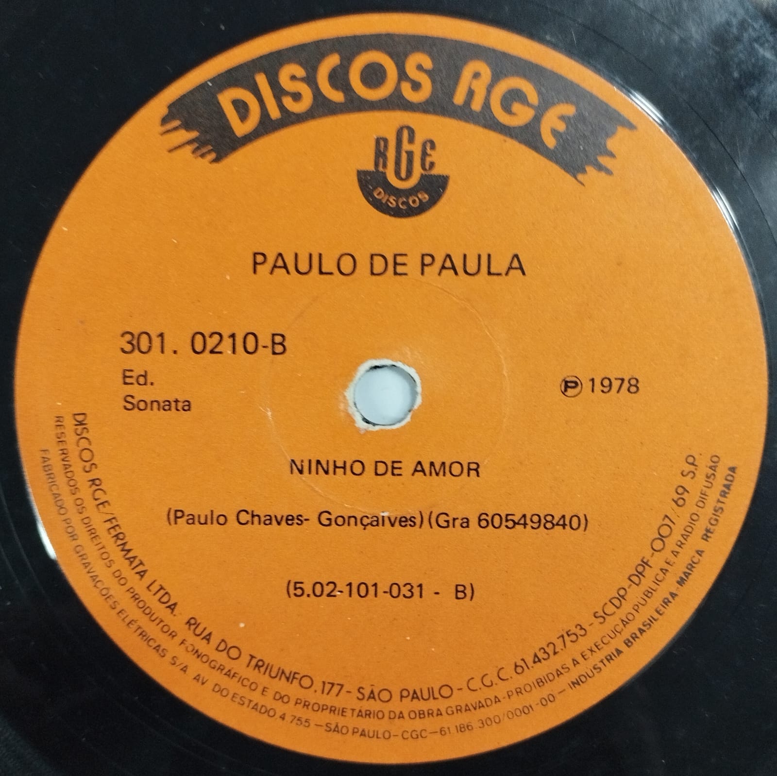 Paulo de Paula ‎– Realidade / Ninho de Amor (Compacto)