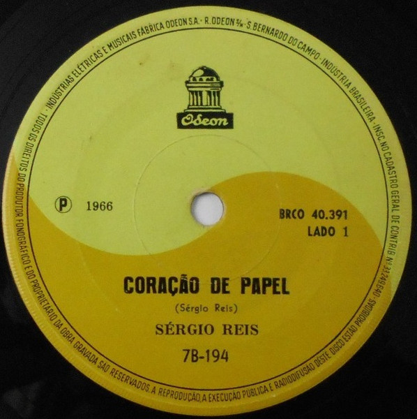 Sérgio Reis ‎– Coração de Papel / Fim de Sonho (Compacto)