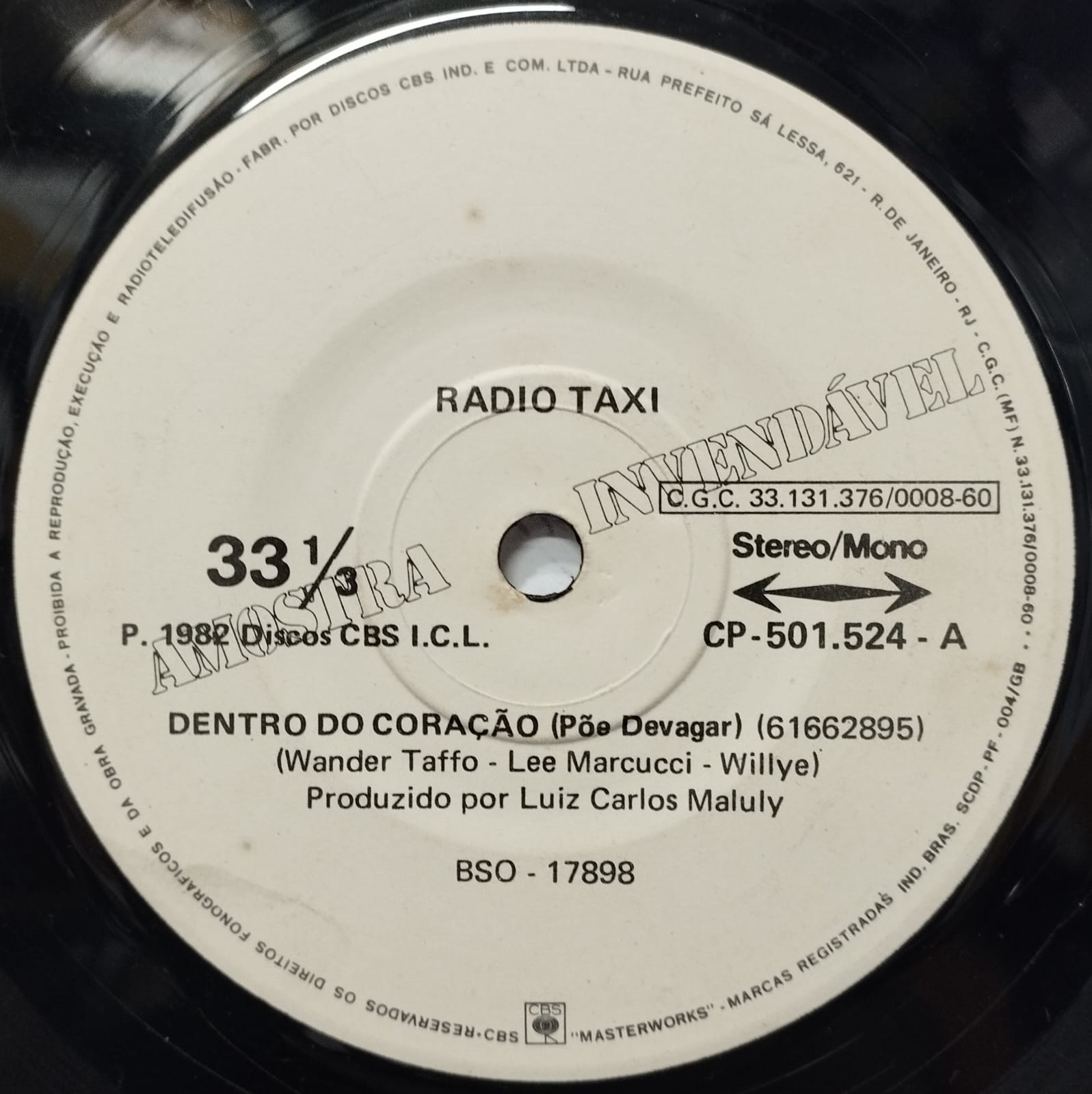 Radio Taxi - Dentro do Coração (Põe Devagar) (Compacto)