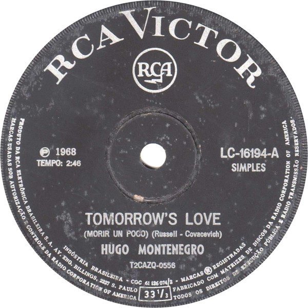 Hugo Montenegro - Tomorrow's Love (Morir Un Poco) (Compacto)