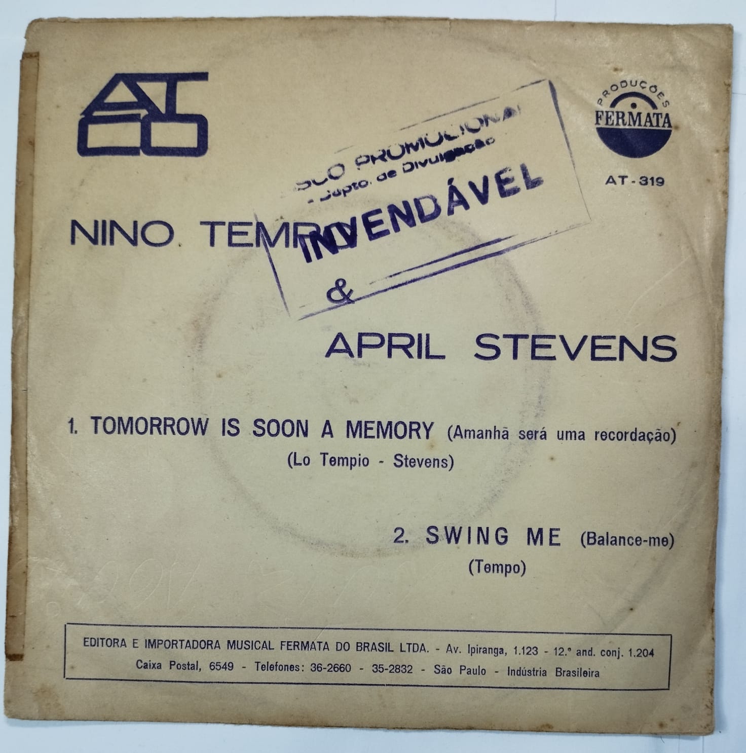 Nino Tempo & April Stevens ‎– Tomorrow Is Soon A Memory  / Swing Me (Compacto)
