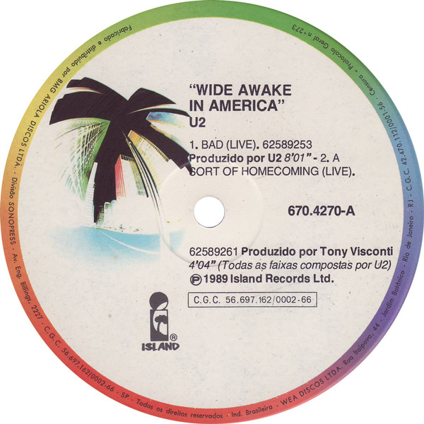 U2 ‎– Wide Awake In America (E.P., Reedição) 