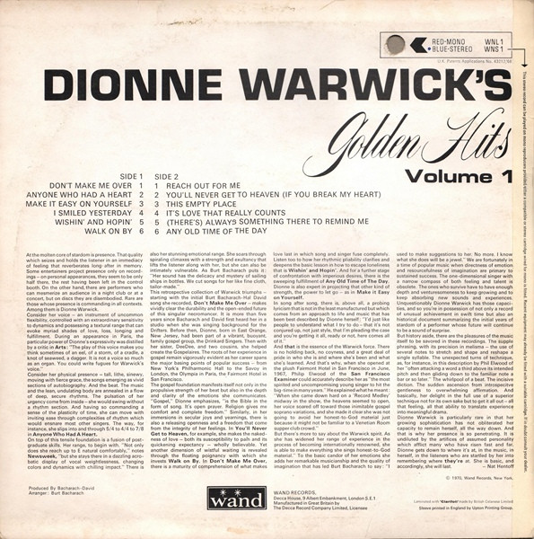 Dionne Warwick – Dionne Warwick's Golden Hits Volume 1 (Compilação)
