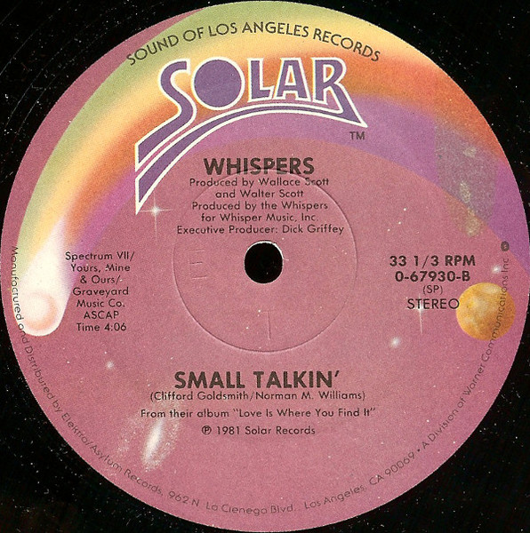 Whispers - Tonight / Small Talkin' (Single)