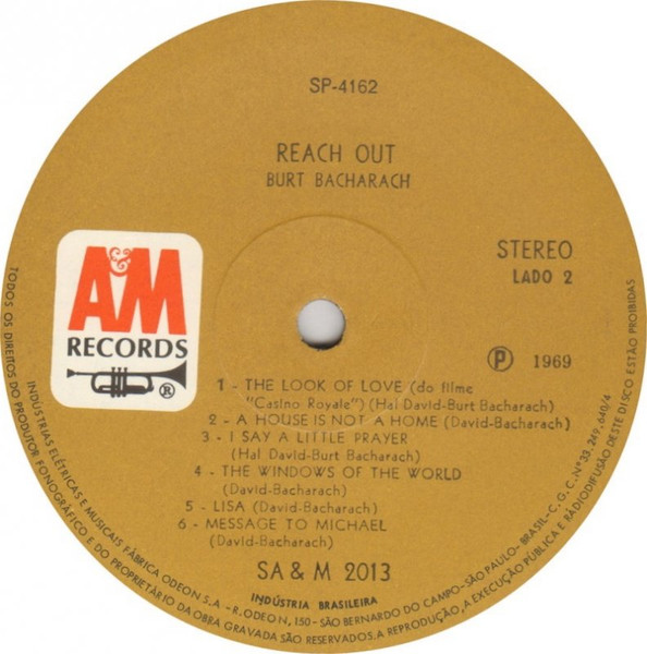 Burt Bacharach ‎– Reach Out (Álbum, Estéreo)