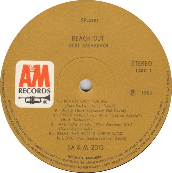 Burt Bacharach ‎– Reach Out (Álbum, Estéreo)