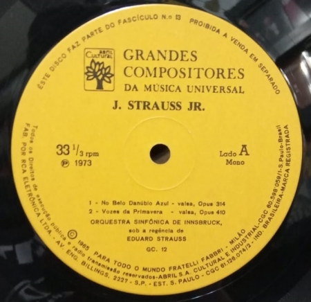 J. Strauss Jr. - Grandes Compositores Da Música Universal - 13 (Vinil 10