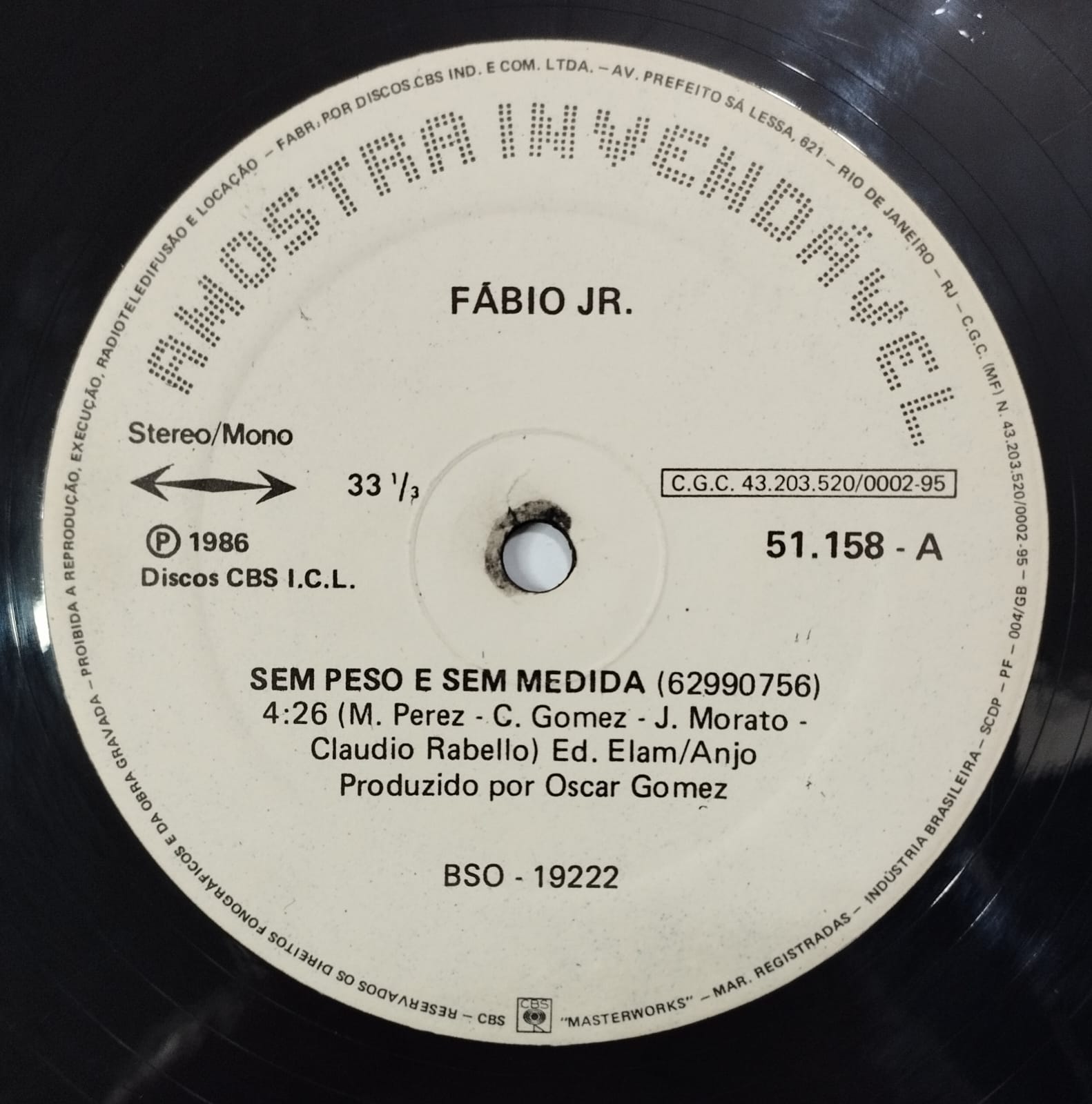 Fábio Jr. ‎– Sem Peso e Sem Medida (Single, Promo)