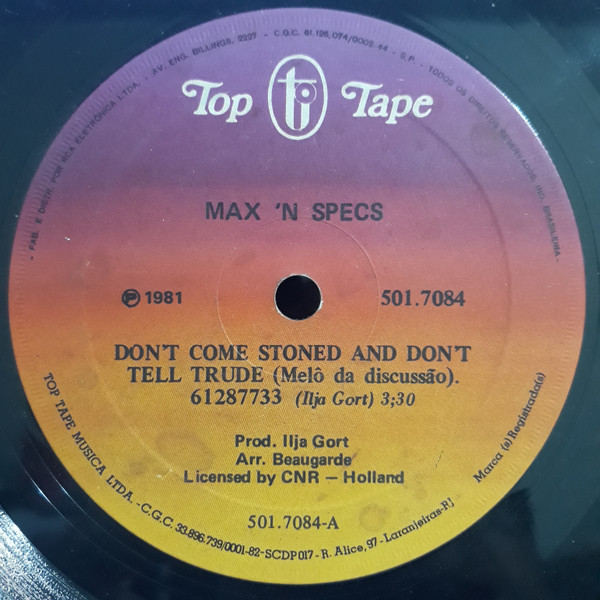 Max 'n Specs - Don't Come Stoned and Don't Tell Trude (Compacto)