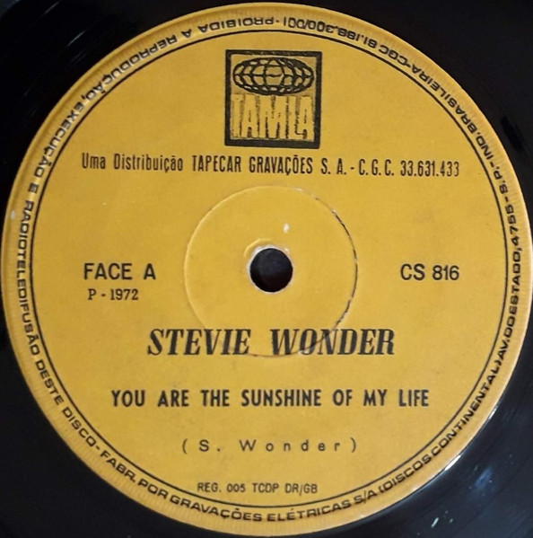 Stevie Wonder ‎– You Are The Sunshine of My Life (Compacto)