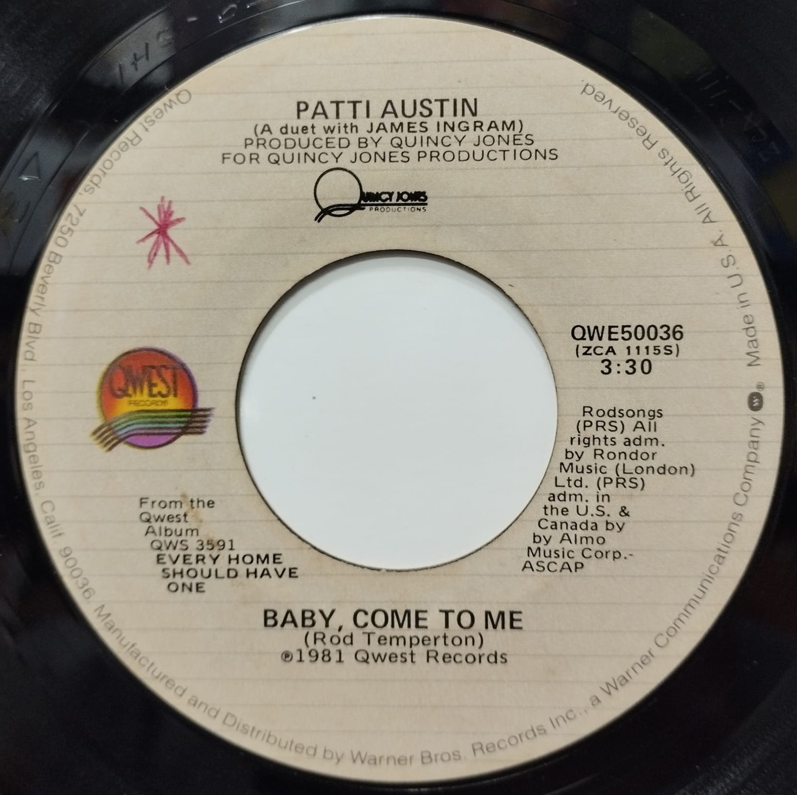 Patti Austin - Baby, Come To Me / Solero (Compacto)