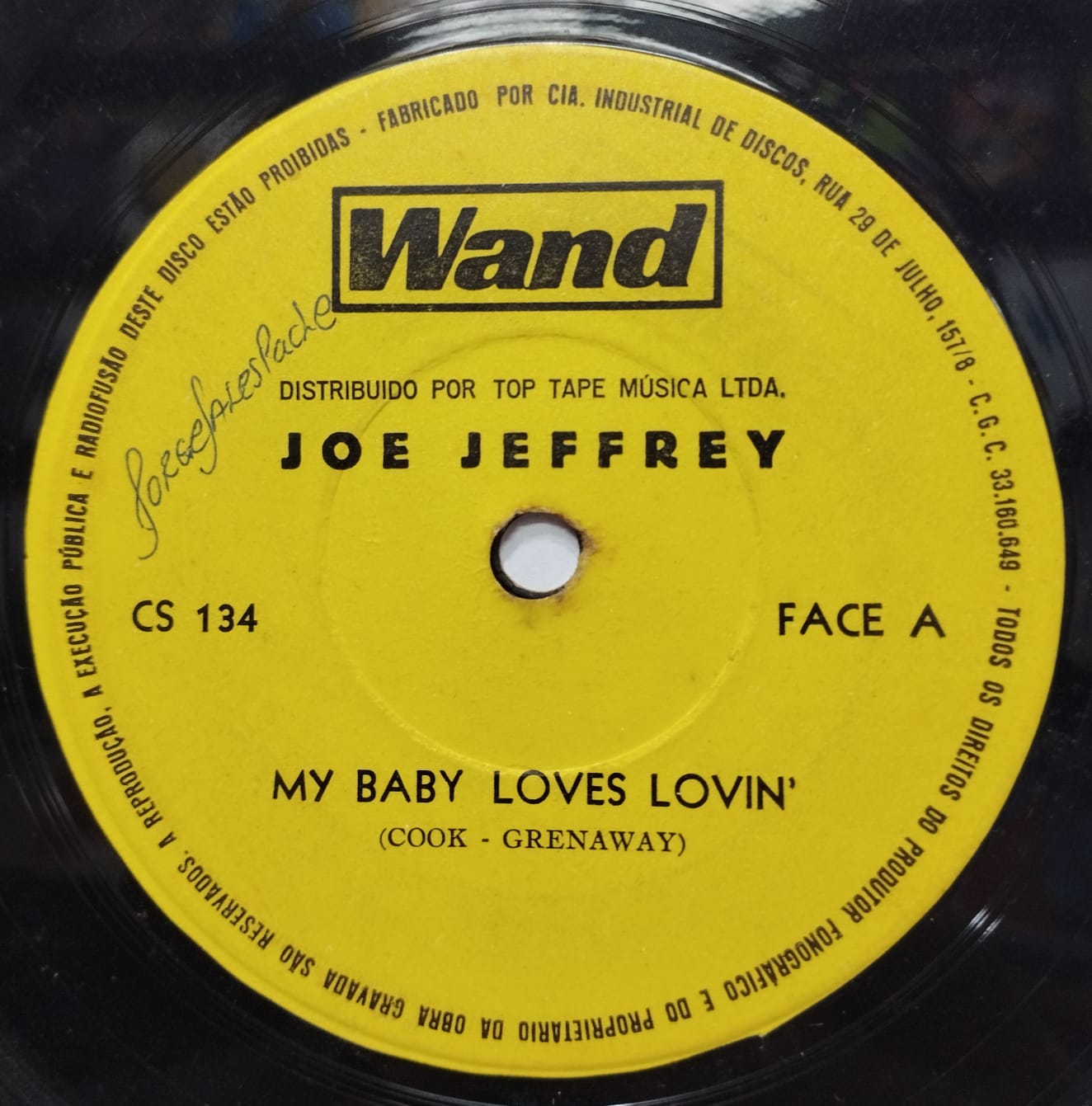 Joe Jeffrey ‎– My Baby Loves Lovin' (Compacto)